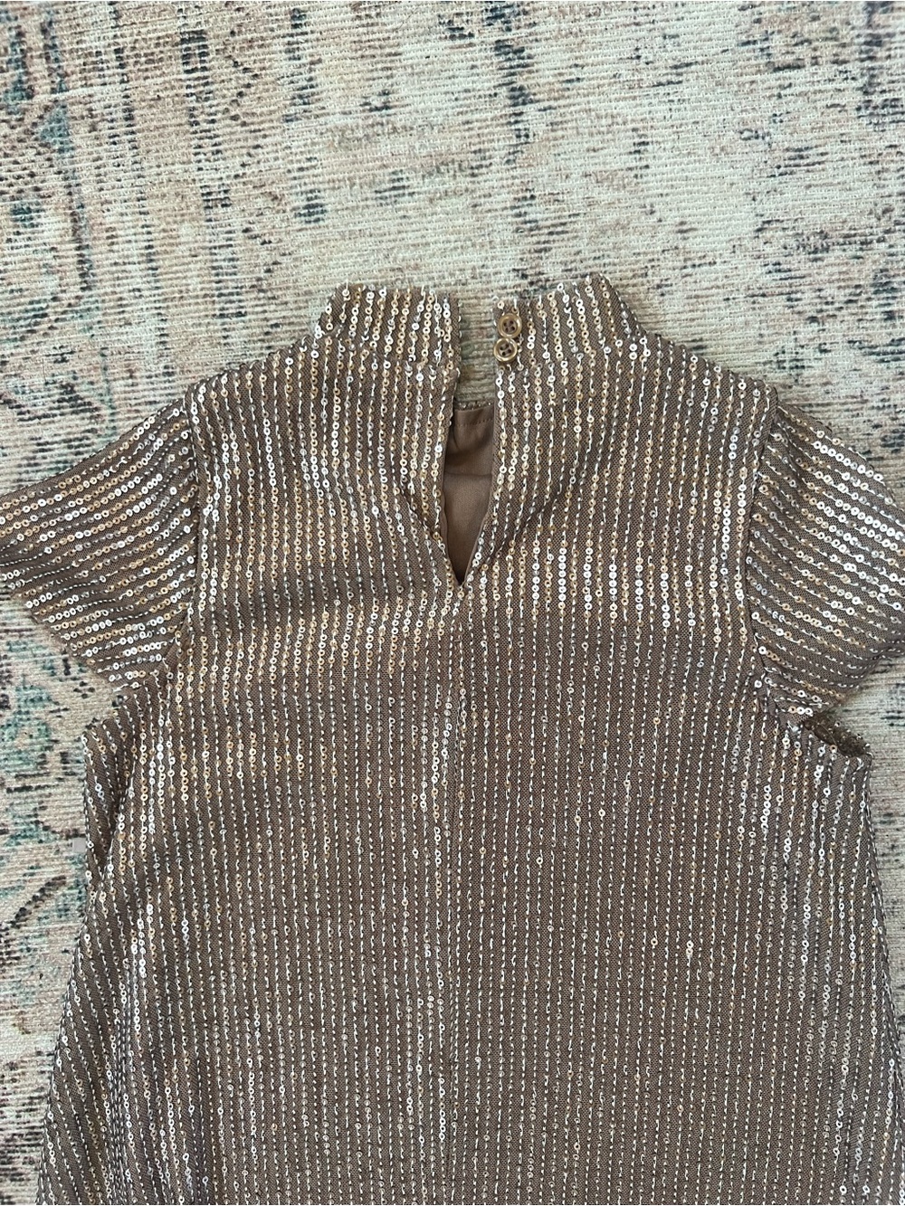 Joyfolie Girls Gold Sequin Short Sleeve Dress - Picture 5 of 5
